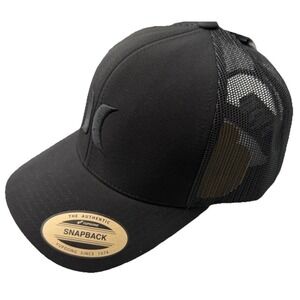 Hurley Men's M Del Mar Trucker Hat All Black Snapback Mesh Back Cap One Size New